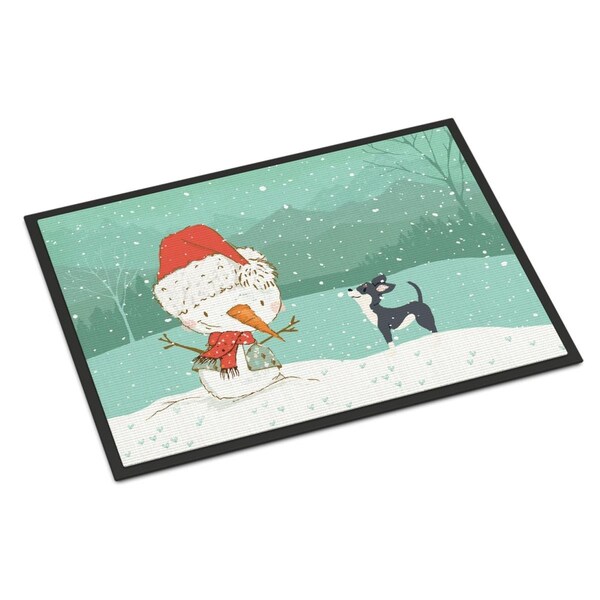 Carolines Treasures 18 x 27 in. Black Chihuahua Snowman Christmas Indoor or Outdoor Mat CK2080MAT - main